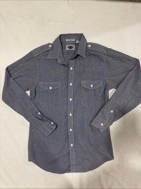 Hemingway Point Charcoal Gray Pinstripe Military Epaulet Utility Shirt - Size S